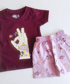 T-shirt and Shorts Set - TSH - Maroon