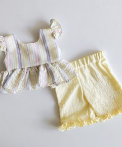 Girls Top and Short - GTS - Yellow Strip