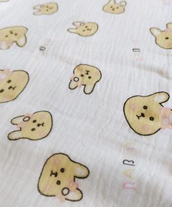 Crinkled Muslin Cotton 4 Layer Blanket - Yellow Rabbit Head - BL1 - Image 2