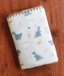 Crinkled Muslin Cotton 4 Layer Blanket - BL2 - Grey Dino