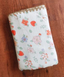 Crinkled Muslin Cotton 4 Layer Blanket - BL2 - Hibiscus and Strawberry