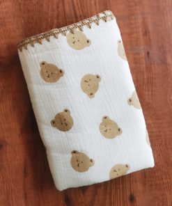 Crinkled Muslin Cotton 4 Layer Blanket - BL2 - Brown Teddy