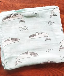 Bamboo Cotton Swaddle -  SW1 - Light Blue with Dolphin