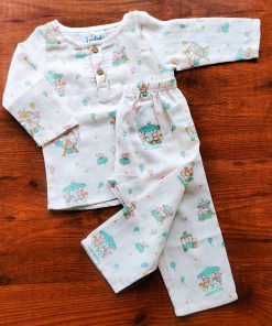 Pajama Set-Organic Muslin cotton - FIPJ - Light Peach Funny Ride