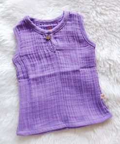 Muslin Cotton Jabla Sleeveless - FIMCJH- Purple Color