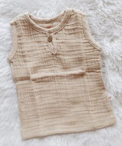 Muslin Cotton Jabla Sleeveless - FIMCJH- Beige Color