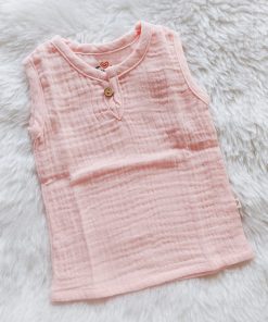 Muslin Cotton Jabla Sleeveless - FIMCJH- Light Pink Color