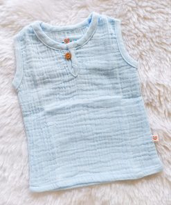 Muslin Cotton Jabla Sleeveless - FIMCJH- Light Blue