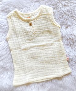 Muslin Cotton Jabla Sleeveless - FIMCJH - Light Yellow