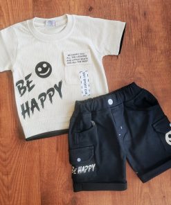 T-shirt and Shorts Set - BTS - Butter and Black Shorts