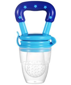 Food and Fruit Nibbler with Chain Clip Holder with Silicone Nibbler Teether - Blue - HBFS