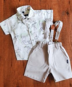 Boys Suspender with Cap - BSH - Light Pink Camo Print