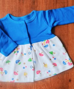 Knitted Cotton Frock - DFK1 - Blue Color Mushroom