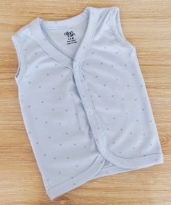 Sleeveless Jhabla Front Button - Blue with Blue Star - JH1