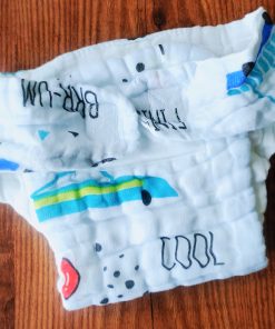 Color Crinkled Muslin Nappy – Ultra-Soft, 6-Layer Comfort for Your Baby - Blue Car - NP01