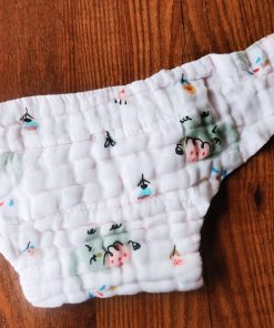 Alternative view of Color Crinkled Muslin Nappy – Ultra-Soft, 6-Layer Comfort for Your Baby - Pink with Grey Elephant - NP01