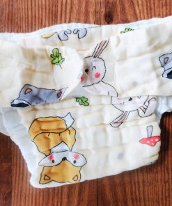 Color Crinkled Muslin Nappy – Ultra-Soft, 6-Layer Comfort for Your Baby - Peach Animals - NP01