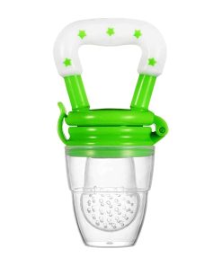 Food and Fruit Nibbler with Chain Clip Holder with Silicone Nibbler Teether - Green - HBFS