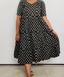Alternative view of Maternity Casual Feeding Dress - MCFK - Black and Cream - Flower