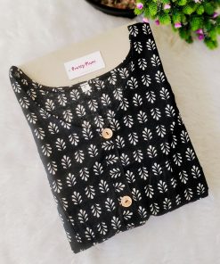 Maternity Casual Feeding Dress - MCFK - Black and white - Leaf Print