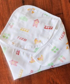 Muslin cotton Hooded Blanket (70x70cm) - Farm - HBL1
