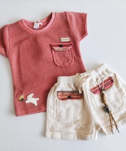 Premium Cotton Top and Shorts - GTSH - Rusty Red Top and Cream Short