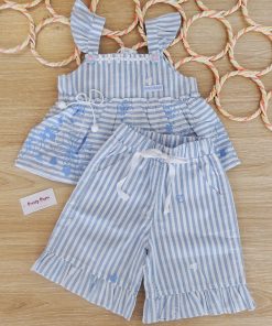 Top and Shorts - GTHS - Blue and White Strip