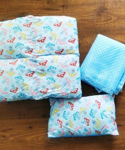 Cotton Cradle Bed, Pillow and Net – Pack of 3 - Blue Mushroom
