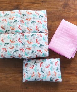 Cotton Cradle Bed, Pillow and Net – Pack of 3 - Pink Mushroom