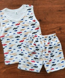 Vest and Shorts - White with Color Helicopter and Plane   - VS1