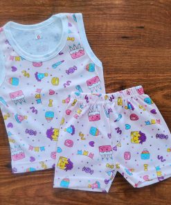 Vest and Shorts - Pink With Birthday Party - VS1