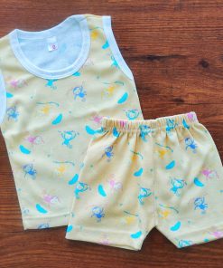 Vest and Shorts - Light Orange with Monkeys  - VS1