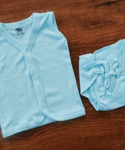 Knitted Cotton Jhabla Nappy - Blue - JHN