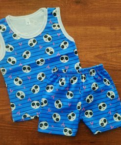 Vest and Shorts - Royal Blue with Panda Head  - VS1