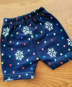 Knitted Cotton Daily Wear Shorts -  Dark Blue with Snow Print