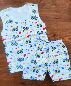 Vest and Shorts - White with Monster Truck - VS1