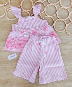 Top and Shorts - GTHS - Pink and White Strip