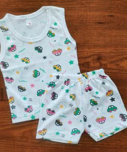 Vest and Shorts - White with Color Car - VS1