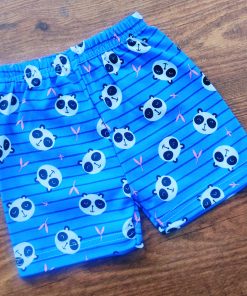 Knitted Cotton Daily Wear Shorts - Royal Blue with Panda Head