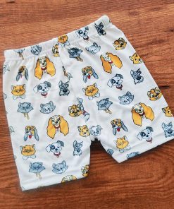 Knitted Cotton Daily Wear Shorts - Cream with Lady and the Tramp - DSH1