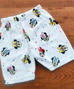 Knitted Cotton Daily Wear Shorts - White with Mickey - DSH1