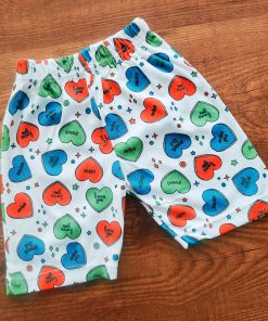 Knitted Cotton Daily Wear Shorts - White with Heart - DSH1