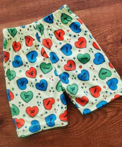 Knitted Cotton Daily Wear Shorts - Yellow with Heart - DSH1