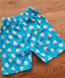 Knitted Cotton Daily Wear Shorts - Teal Green with Kitty - DSH1