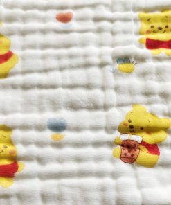 Pack of 2 Crinkled Muslin Burp / Face Towel- 26x50cm - Yellow Teddy and Pink Rabbit- BP1 - Image 2