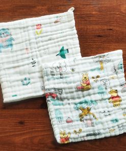 Pack of 2 Crinkled Muslin Burp / Face Towel- 26x50cm - Rabbit and Animal Plant - BP1