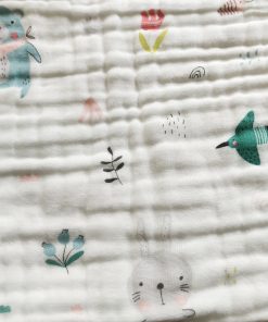 Pack of 2 Crinkled Muslin Burp / Face Towel- 26x50cm - Rabbit and Animal Plant - BP1 - Image 2