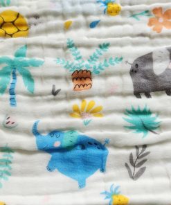 Pack of 2 Crinkled Muslin Burp / Face Towel- 26x50cm - Pink Unicorn and Colourful Elephant - BP1 - Image 2