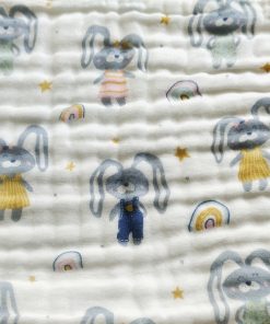 Pack of 2 Crinkled Muslin Burp / Face Towel- 26x50cm - Gray Rabbit and Colourful Lama - BP1 - Image 2