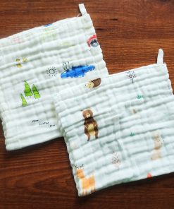 Pack of 2 Crinkled Muslin Burp / Face Towel- 26x50cm - Colour Car and Animal Print - BP1